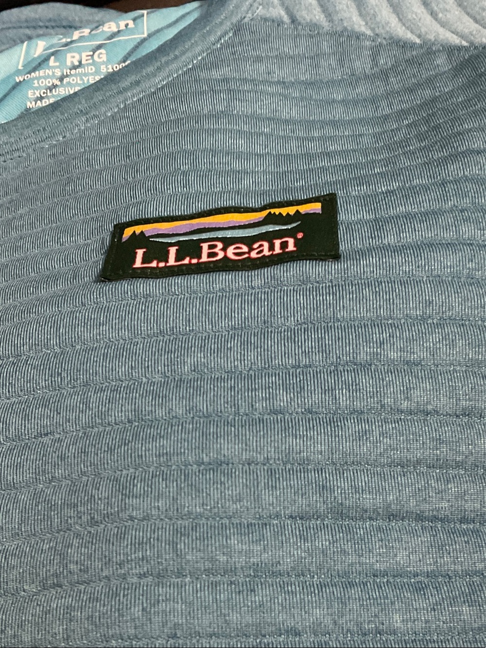 L.L. Bean Teal Striped Long-Sleeve Tee